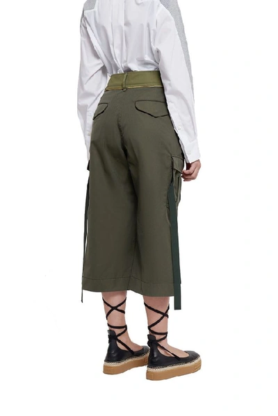 Shop Sacai Women's Green Cotton Pants