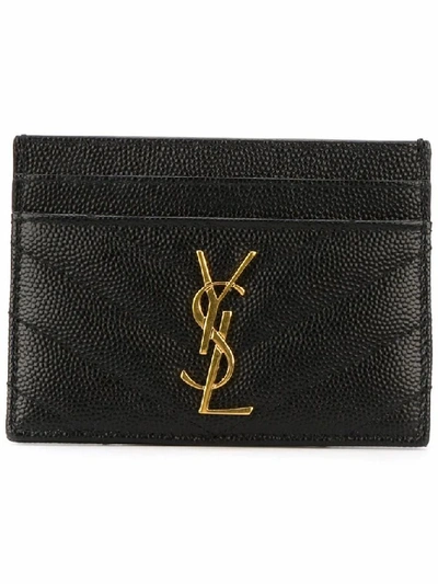 Shop Saint Laurent Women's Black Leather Card Holder