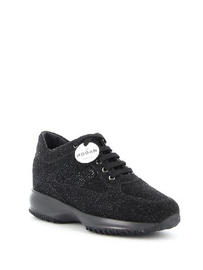 Shop Hogan Women's Black Glitter Sneakers