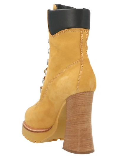 Shop Moschino Women's Beige Suede Ankle Boots