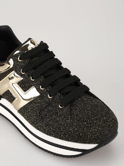 Shop Hogan Women's Black Glitter Sneakers