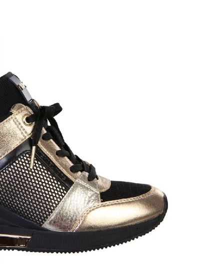 Shop Michael Kors Women's Gold Leather Sneakers