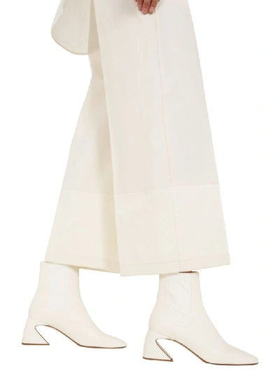 Shop Jil Sander Women's White Leather Ankle Boots