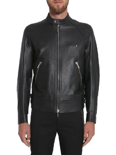 Shop Dior Men's Black Leather Outerwear Jacket