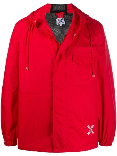Shop Kenzo Men's Red Polyamide Outerwear Jacket