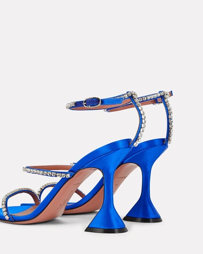 Shop Amina Muaddi Gilda Leather Sandals In Blue-med