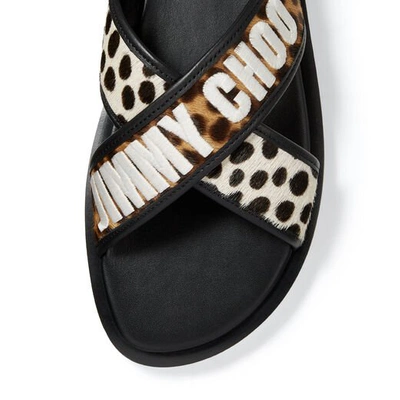 Shop Jimmy Choo Palmo Sandalen Aus Leder Mit Fell-print Und Leopardenmotiv In Sugar Mix