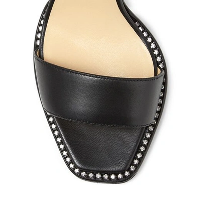 Shop Jimmy Choo Minase 85 Black Nappa Leather Block-heel Sandals With Crystal Trim