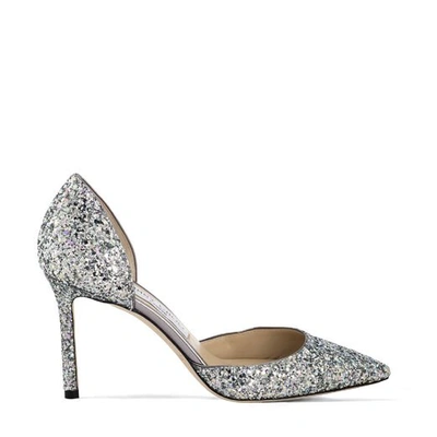 Shop Jimmy Choo Esther 60 Sky Mix Coarse Glitter Fabric Pointed Pumps