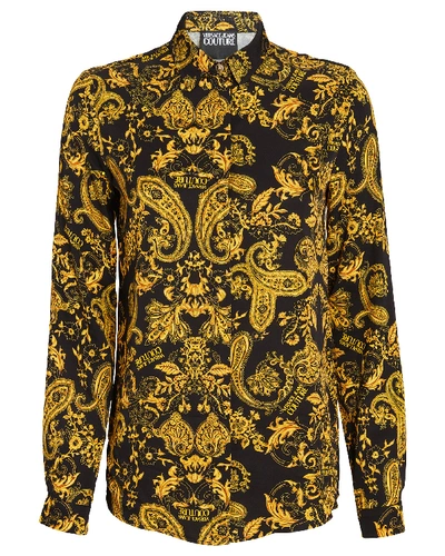 Shop Versace Jeans Couture Logo Baroque Button-down Shirt In Multi