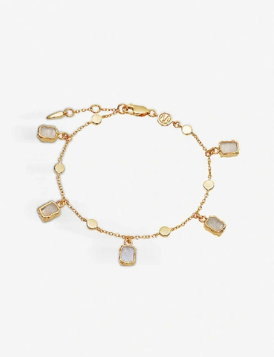 Shop Missoma Lena 18ct Yellow Gold-plated Vermeil Sterling-ilver And Rainbow Moonstone Charm Bracelet