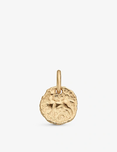Monica Vinader Gold Plated Vermeil Silver Siren Small Coin Pendant Charm In Gold