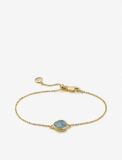 Shop Monica Vinader Women's 18ct Gold Vermeil Siren 18ct Gold-plated Sterling Silver And Aquamarine Fine