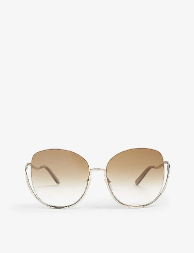 Shop Chloé Ce125s Butterfly Sunglasses In Gold