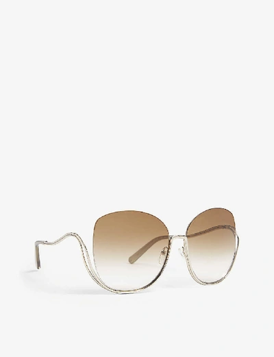 Shop Chloé Ce125s Butterfly Sunglasses In Gold