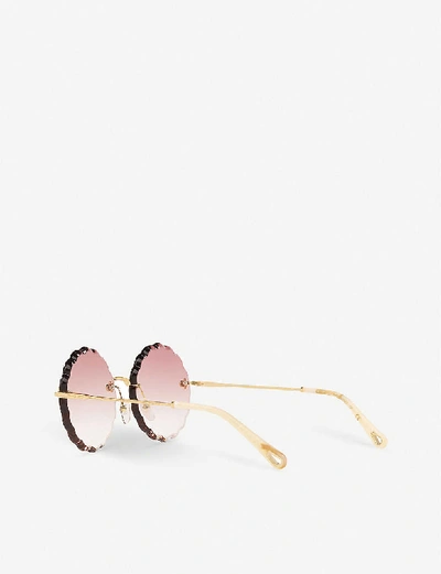Shop Chloé Rosie Ce142s Metal Round-frame Sunglasses In Gold