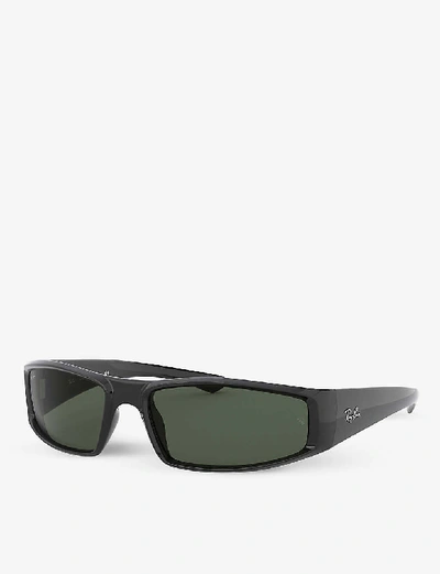 Shop Ray Ban Ray-ban Womens Black Rb4335 Rectangle-frame Sunglasses