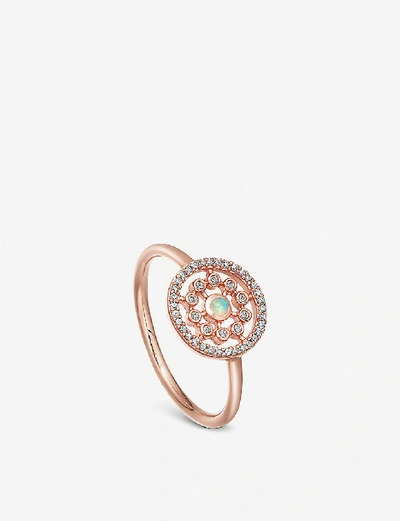 Shop Astley Clarke Icon Nova Medium 14ct Rose-gold, Diamond And Opal Ring