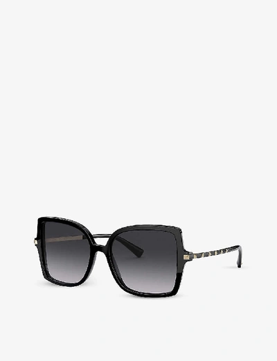 Shop Valentino Va4072 Butterfly-frame Sunglasses In Black