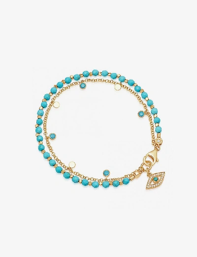 Shop Astley Clarke Womens Turquoise Biography Evil Eye 18ct Gold-plated Vermeil Silver, Turquoise And Sap