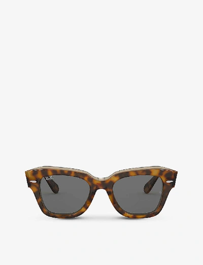 Shop Ray Ban Ray-ban Women's Brown Rb2186 Rectangular-frame Sunglasses