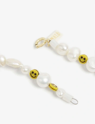 Shop Wald Berlin Smiley Dude Pearl And Glass Necklace In White Pearl & Yellow