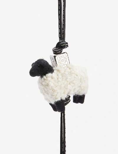 Shop Loewe Sheep Felted Charm In Natural/black