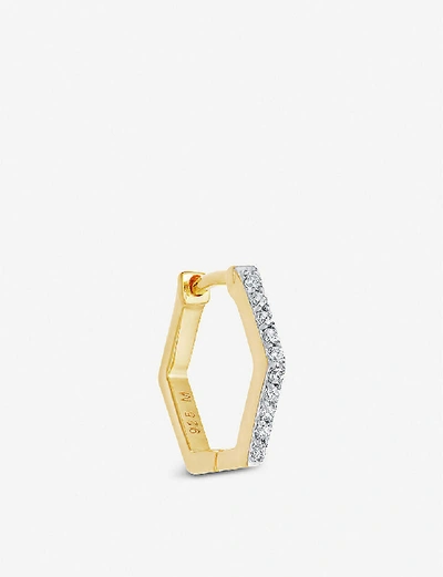 Shop Missoma Hex 18 Ct Yellow Gold-plated Vermeil And Pavé Crystal Huggie Earring
