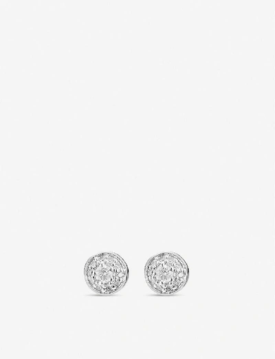 Shop Monica Vinader Women's Silver Fiji Tiny Button Sterling Silver And Diamond Single Stud Earrings