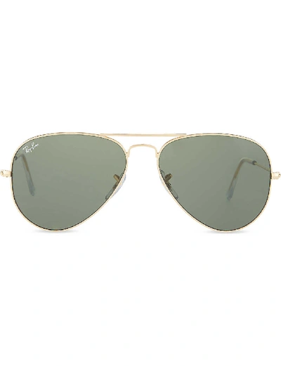 Shop Ray Ban Ray-ban Womens Arista Original Aviator Metal-frame Sunglasses With Green Lenses Rb3025 58