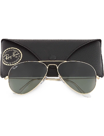 Shop Ray Ban Ray-ban Women's Arista Original Aviator Metal-frame Sunglasses With Green Lenses Rb3025 58