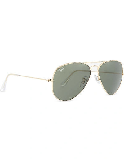 Shop Ray Ban Ray-ban Women's Arista Original Aviator Metal-frame Sunglasses With Green Lenses Rb3025 58