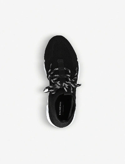 Shop Balenciaga Speed Woven Lace-up Mid-top Trainers In Black
