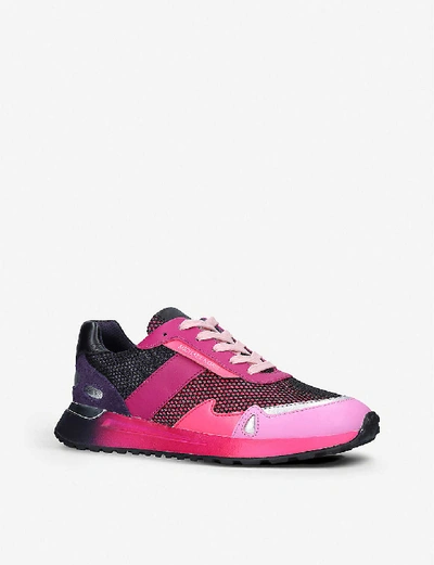 Shop Michael Michael Kors Monroe Panelled Leather And Mesh Trainers In Pink