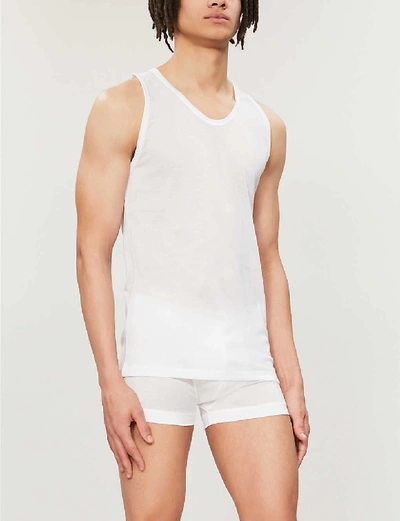 Zimmerli Scoop-neck Sleeveless Tank Top In Whit: White