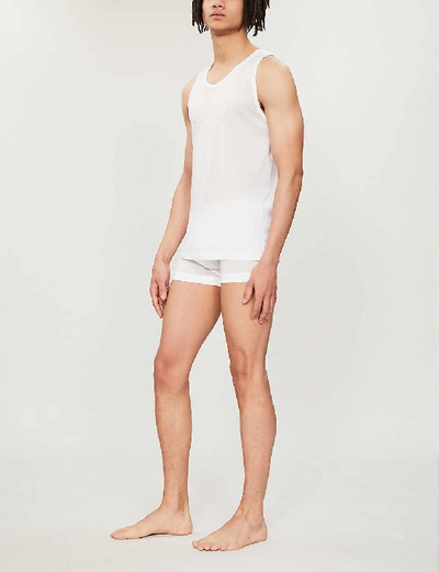 Shop Zimmerli Mens Whit: White 252 Royal Classic Cotton Vest