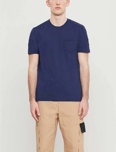 Shop Belstaff Logo-patch Cotton-jersey T-shirt In Navy