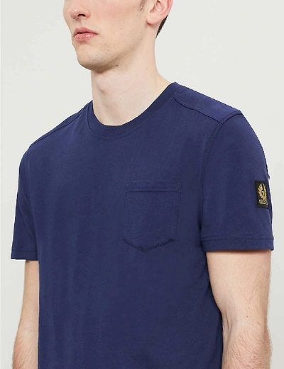 Shop Belstaff Logo-patch Cotton-jersey T-shirt In Navy