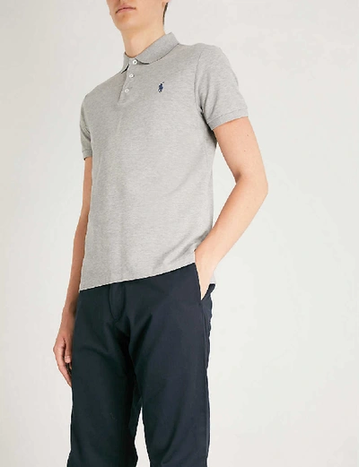 Shop Polo Ralph Lauren Men's Andover Heather Short-sleeved Logo-embroidered Stretch Cotton-piqué Polo Shi