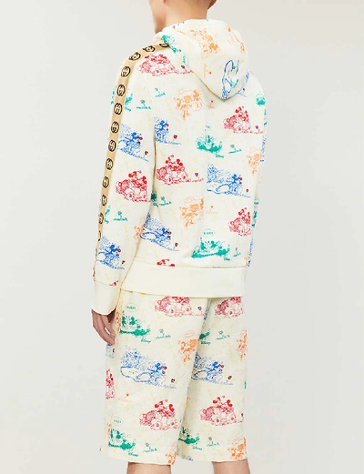 Shop Gucci Disney X  Mickey Mouse-print Linen Shorts In Ivory