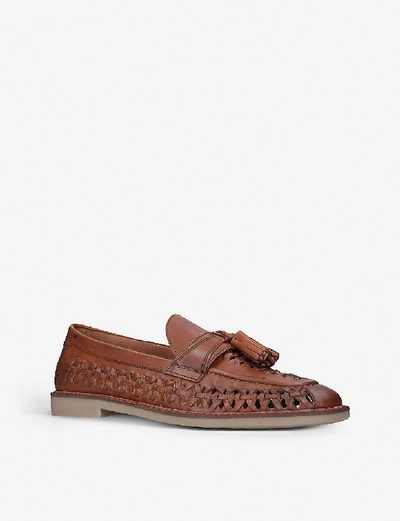 Shop Kg Kurt Geiger Oscar Tassel Leather Loafers In Tan