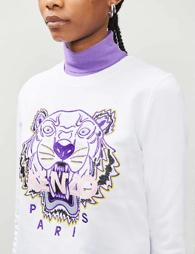 Shop Kenzo Tiger-embroidered Cotton-jersey Sweatshirt In Black