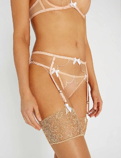 Shop Agent Provocateur Lorna Mesh Suspender Belt In Nude+white
