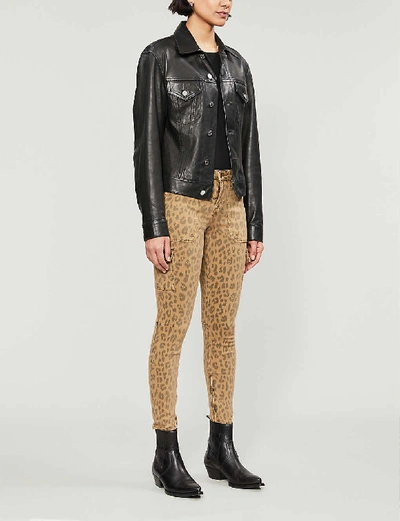 Shop Frame Service Cheetah-print Straight High-rise Jeans In Cheetah+cargo