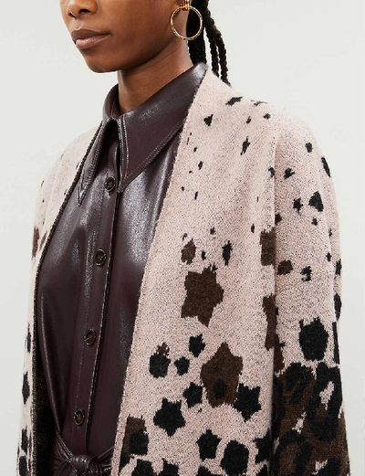 Shop Ted Baker Leopard Jacquard Wool-blend Cardigan In Pl-pink