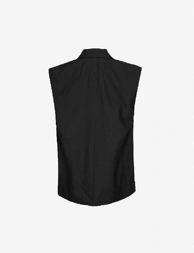 Shop Frame Oversized Linen-blend Sleeveless Blazer In Noir