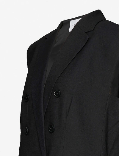 Shop Frame Oversized Linen-blend Sleeveless Blazer In Noir