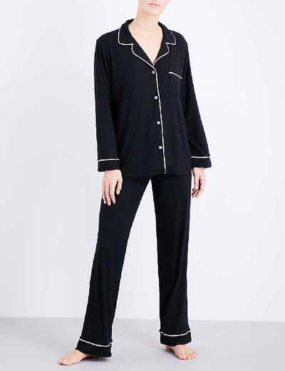 Eberjey Gisele Jersey Knit Pajamas In Black/sorbet Pink