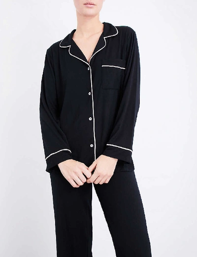 Eberjey Gisele Jersey Knit Pajamas In Black/sorbet Pink