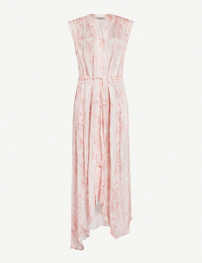 Shop Allsaints Tate Masala Snake-print Crepe Maxi Dress In Soft Pink